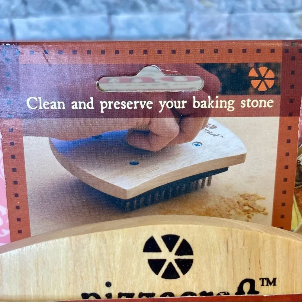 Pizzacraft NWT Baking Stone Scrubber Wooden Handle Stainless Steel Bristles